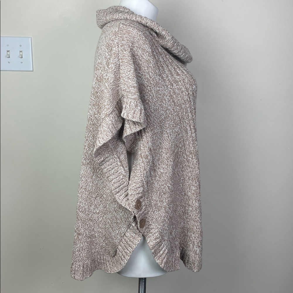 Woman Within Button Side Poncho Tan - Picture 6 of 10